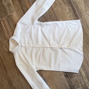 Zara White & Blue Long Sleeve Lightweight Button-up Shirt, Size 10